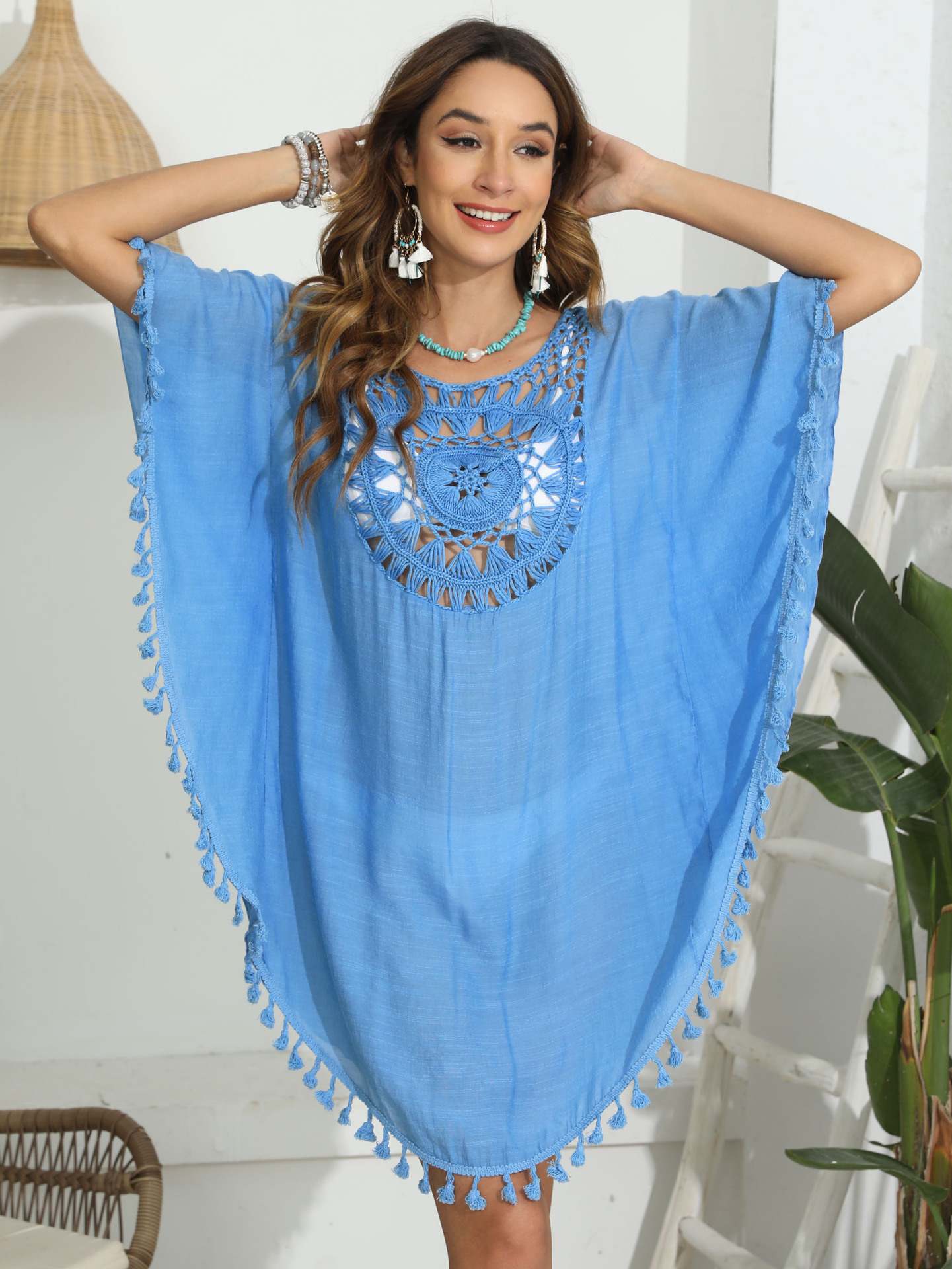 Womens Boho Beach Cover Up Casual Summer Swimsuit Kaftan